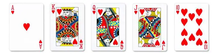 royal flush example hearts