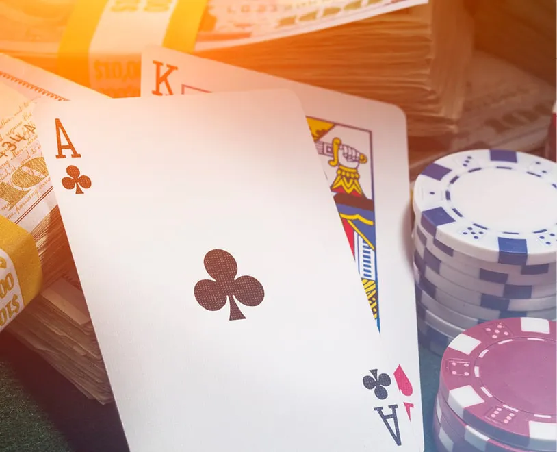 Ace-King poker hand with chips