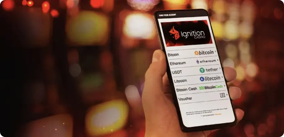 available cryptocurrencies on Ignition displayed on phone